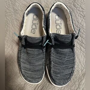 Hey Dude Women's Black and White Athletic Shoes